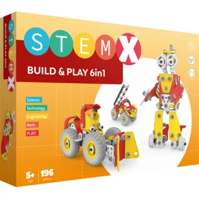 Конструктор Stem з болтами Build&Play 6 в 1 на 196 деталей (3858894673285)