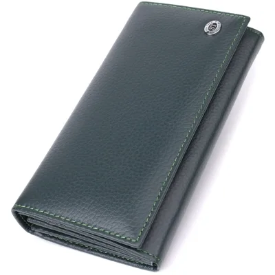 Гаманець ST Leather З натуральної шкіри Зелений (23086)