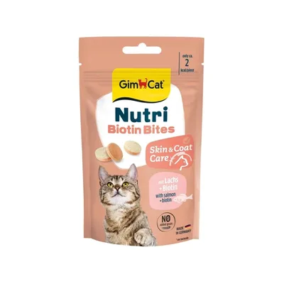 Вітаміни для котів GimCat Nutri Biotin Bites для покращення стану шкіри та шерсті з біотином 40 г (4002064428031)
