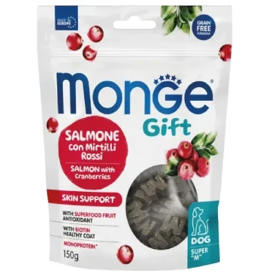 Ласощі для собак Monge Gift Dog Skin support лосось з журавлиною 150 г (8009470085731)