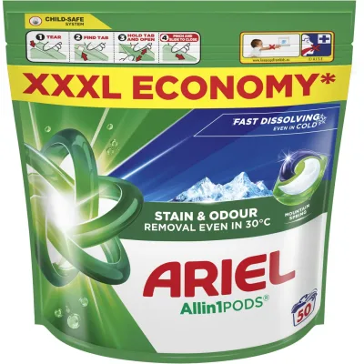 Капсули для прання Ariel Pods All-in-1 Гірське джерело 50 шт. (8700216764360)
