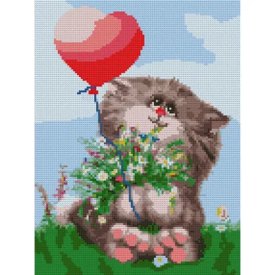 Картина по номерам Santi Котик з кулькою 30*40 см алмазна мозаїка (954714)