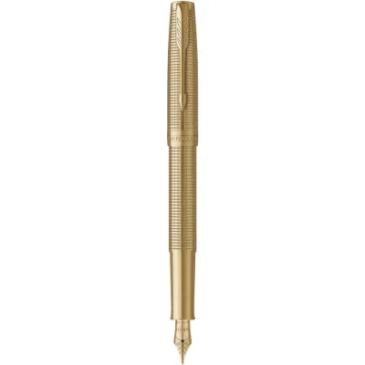 Ручка пір'яна Parker SONNET 17 SE Cisele Gold GT FP18 F + бархатний чохол (68 611)