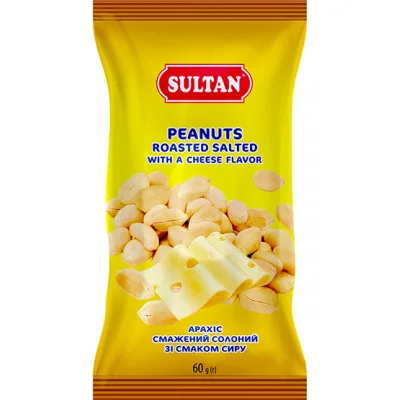 Горіхи Sultan Арахіс смажений солоний зі смаком сиру 60 г (slt.50687)