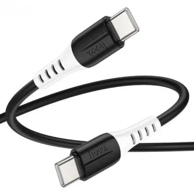 Дата кабель USB-C to USB-C 1.0m 60W silicone X82 black HOCO (6931474768599)