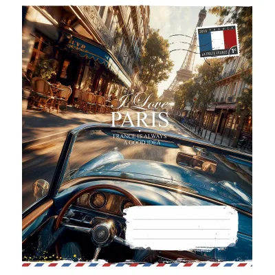 Зошит Школярик I love Paris 48 аркушів клітинка (048-3615K) (упаковка 10 шт)