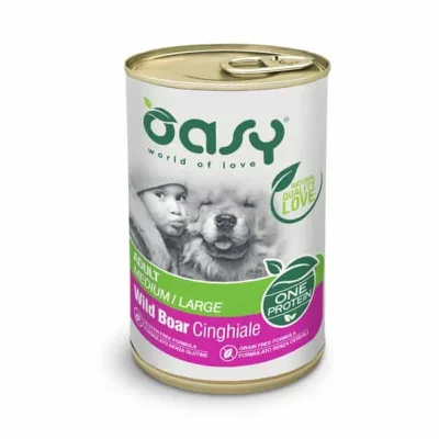 Консерви для собак OASY One Animal Protein ADULT Medium/Large з диким кабаном 400 г (8053017346175)