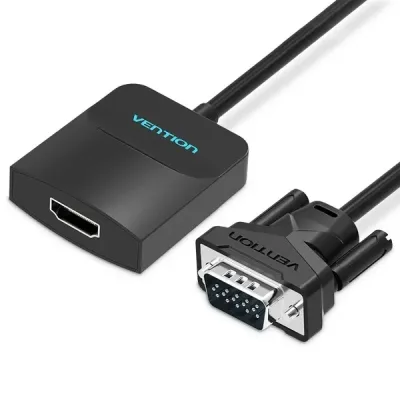 Перехідник VGA 15F to HDMI M 1080P 60Hz 3,5mm Audio 0.15m Vention (ACNBB)