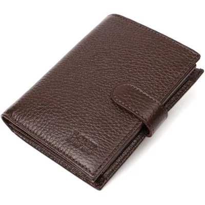 Портмоне Bond Accessories З натуральної зернистої шкіри Коричневе (22056)