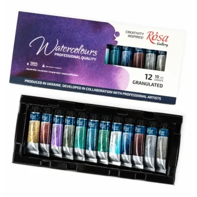 Акварельні фарби Rosa Gallery GRANULATION туба 10 мл 12 шт. (4823098544135)