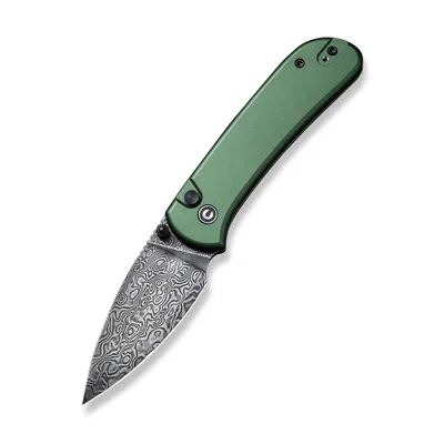 Ніж Civivi Qubit, Green Aluminum, Damascus (C22030E-DS1)