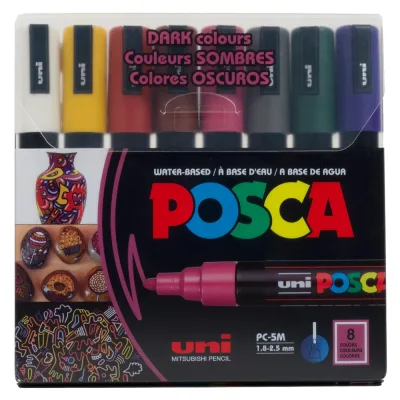 Набір маркерів UNI набір POSCA Dark Color, 1,8-2,5 мм, 8 шт (PC-5M DARK COLOR 8C)
