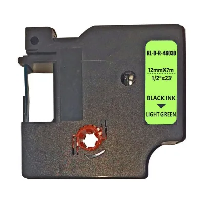 Стрічка для принтера етикеток UKRMARK RL-D-R-46030-BK/LG шовкова стрічка. для DYMO серії D1. 12мм (900311)