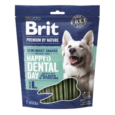 Ласощі для собак Brit Premium Dental Snacks L для великих порід з колагеном і спіруліною 250 г (8595602573967)