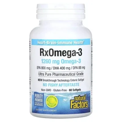 Жирні кислоти Natural Factors Омега-3, 1260 мг, RxOmega-3, 60 гелевих капсул (NFS-03548)