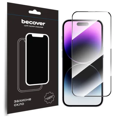 Скло захисне BeCover Apple iPhone 15 Pro Black (710593)