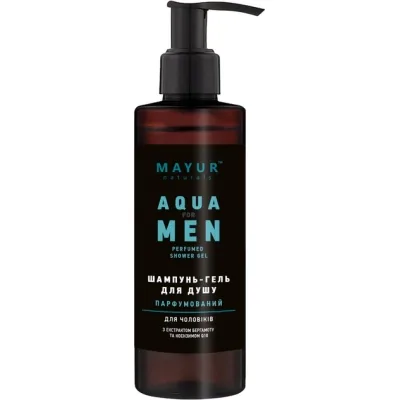Гель для душу Mayur Aqua For Men 3 в 1 Парфумований для чоловіків 200 мл (4820230954920)