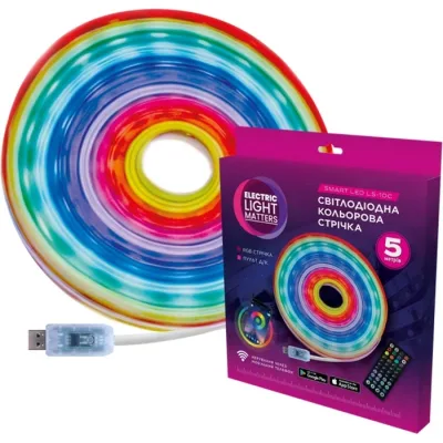Світлодіодна стрічка ELM LS-10C Neon 8W/5V30 Led/RGB IP65 5м (19-0018)