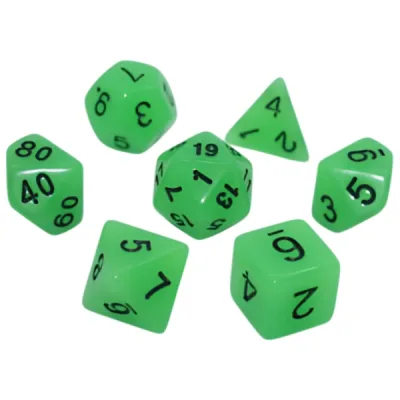 Набір кубиків для настільних ігор Games 7 Days Glow in the dark 7 Dice Set - Light green (7 шт.) (g7dglow03)