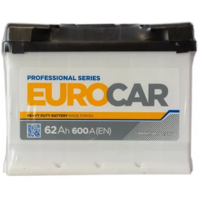 Акумулятор автомобільний EUROCAR 6СТ-62АЗ (1) (+/-) (L2) 600А 12V (E)