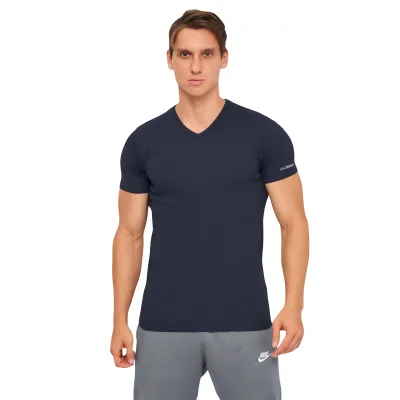 Футболка Kappa T-shirt Mezza Manica Scollo V K1316 BluNavy темно-синій XL (8016279702523)