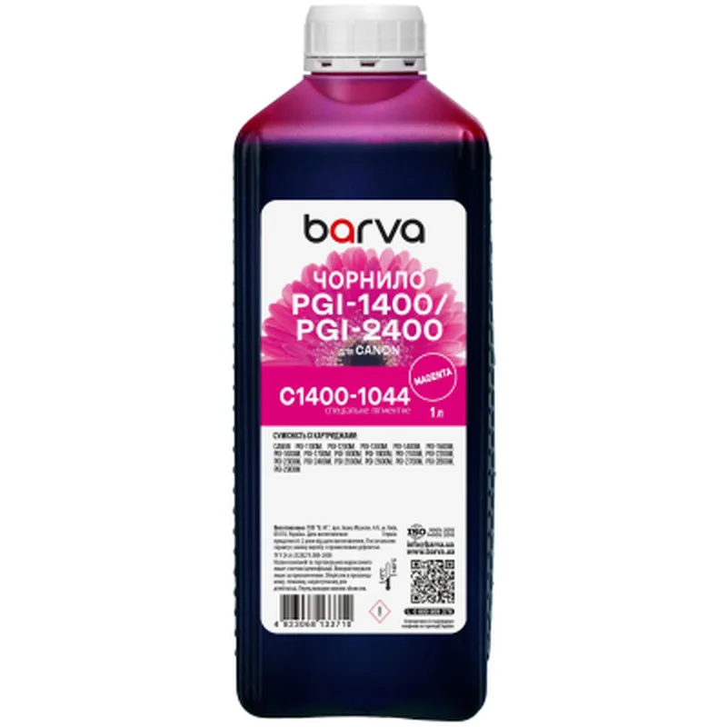 Чорнило Barva Canon PGI-1400/PGI-2400 1 л, special pigment, magenta (C1400-1044)