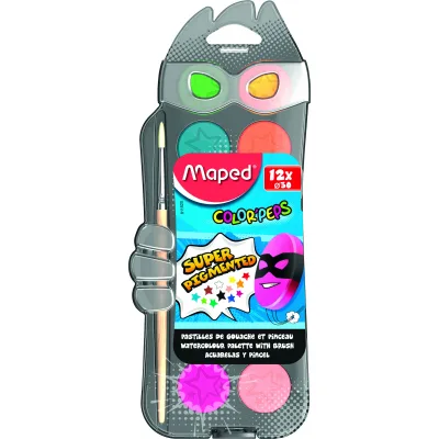 Акварельні фарби Maped COLOR PEPS 12 кольорів + пензлик (MP.811520)
