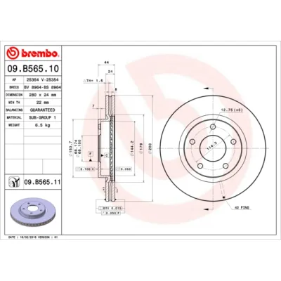Гальмівний диск Brembo 09.B565.11
