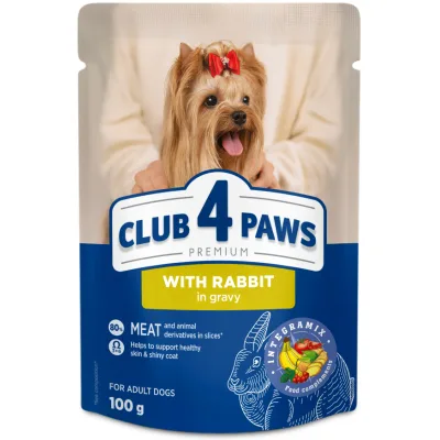 Вологий корм для собак Club 4 Paws Premium з кроликом в соусі 100 г (4820269144590)