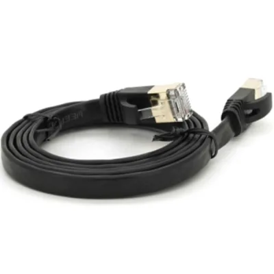 Патч-корд 1м UTP cat.7, CU, RJ45, плоский, black Weepda (PCMF-CU7/1.0Bk)