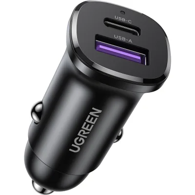 Зарядний пристрій Ugreen 2xUSB 30W (USB-A + USB-C) QC 4.0 Сіра (EC305) (25845)