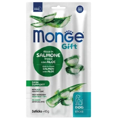 Ласощі для собак Monge Gift Dog Skin support лосось з алое 45 г (8009470085434)