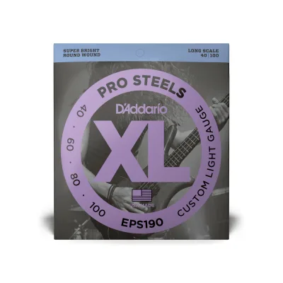 Струни для гітари D'Addario XL ProSteels Bass Custom Light (40-100) (EPS190)