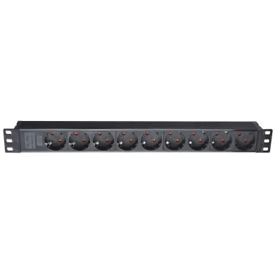Силовий блок Eserver 19" 9 розеток, без викл., без кабелю, алюм. корпус, 16А (WT-2261A-GER-9WAY-WO)