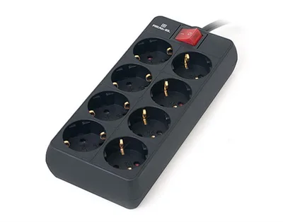 Мережевий фільтр живлення REAL-EL REAL-EL RS-8 PROTECT, 3m, black (EL122300022)