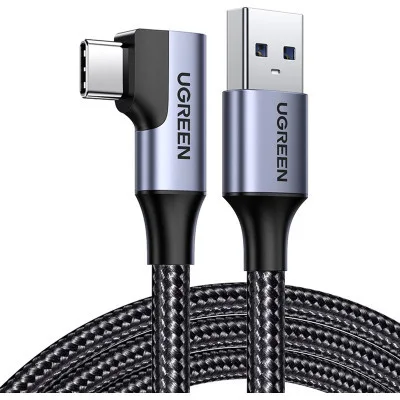 Дата кабель USB 3.0 AM to USB-C 1.0m 60W US385 90° Black Ugreen (20299)