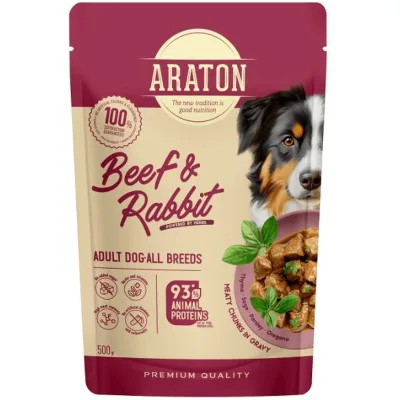 Вологий корм для собак ARATON Adult with Beef and Rabbit 500 г (ART47935)