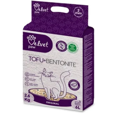 Наповнювач для туалету Velvet Paw TOFU з бентонітом, оригінальний (2 мм) 2.6 кг (TOF70021)