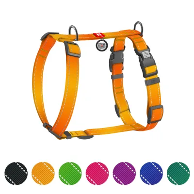 Шлея для собак WAUDOG Nylon Mono анатомічна H-подібна з QR паспортом, пластиковий фастекс, М помаранчева (54574)