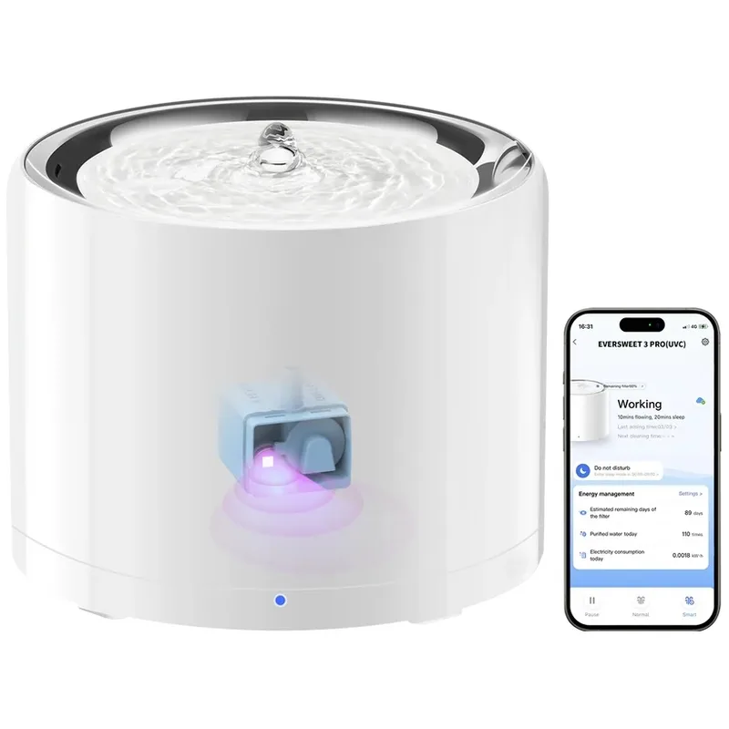 Універсальний посуд для тварин Petkit Поїлка Eversweet 3 Pro Water Fountain White (P4108 UVC)