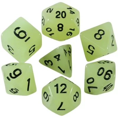 Набір кубиків для настільних ігор Games 7 Days Glow in the dark 7 Dice Set - White (g7dglow05)