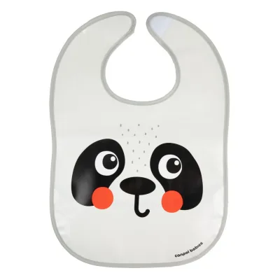 Нагрудничок Canpol babies Hello Little - панда, пластмасовий з кишенькою (9/232_whi)