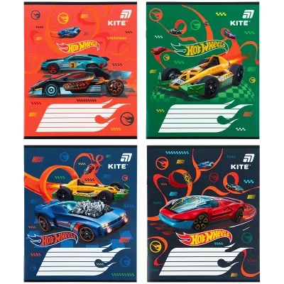 Зошит Kite Hot Wheels, 12 аркушів, коса лінія (HW26-235)