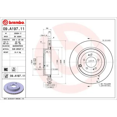 Гальмівний диск Brembo 09.A197.11