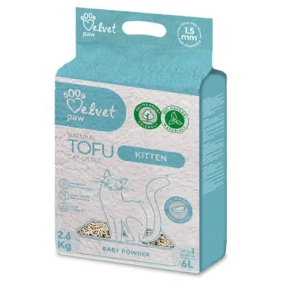 Наповнювач для туалету Velvet Paw TOFU для кошенят з есенцією дитячої присипки (1.5 мм) 2.6 кг (TOF70059)
