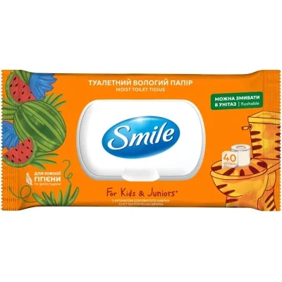 Туалетний папір Smile Classic For Kids & Juniors Вологий 40 шт. (4823071668827)