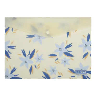 Папка - конверт Buromax А4 на кнопці, MYOSOTIS ARABESKI, напівпрозора, маренго (BM.3943-53)
