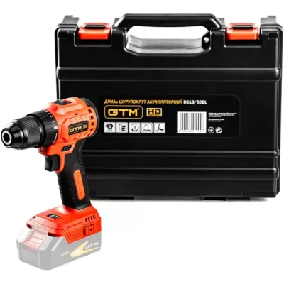 Шуруповерт GTM DS18/50BL, 18В, 50Нм, 2шв (без АКБ та ЗП) (DS18/50BL_BARE TOOL)