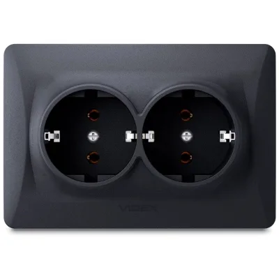 Розетка Videx BINERA 2ая с заземлением черн (VF-BNSK2G-BG)