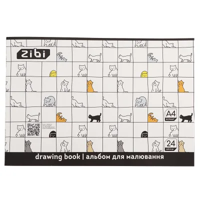 Альбом для малювання ZiBi А4 CUTE CATS, 24 аркушів на скобі (ZB.1424-12)